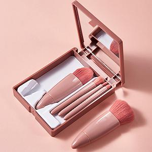 Мини-набор кистей для макияжа 5 шт., дорожные кисти для макияжа с чехлом, тени для век, пудра, портативный косметический инструмент synthetic.ua - Фото 1