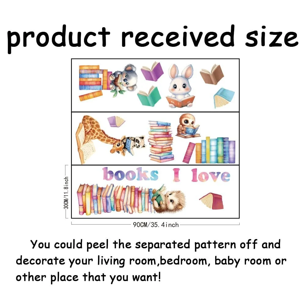 Наклейка на стіну SUPERDANT Animals Reading the Books Вінілова Різнокольоровий, фото №2 Наклейка на стіну SUPERDANT Animals Reading the Books Вінілова Різнокольоровий, фото №2