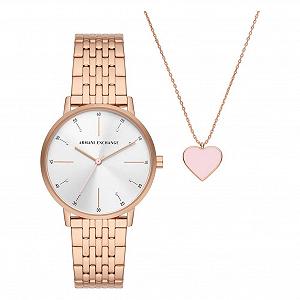 Женские часы трехстрелочные Armani Exchange 36 мм, розовое золото, браслет - Фото 1