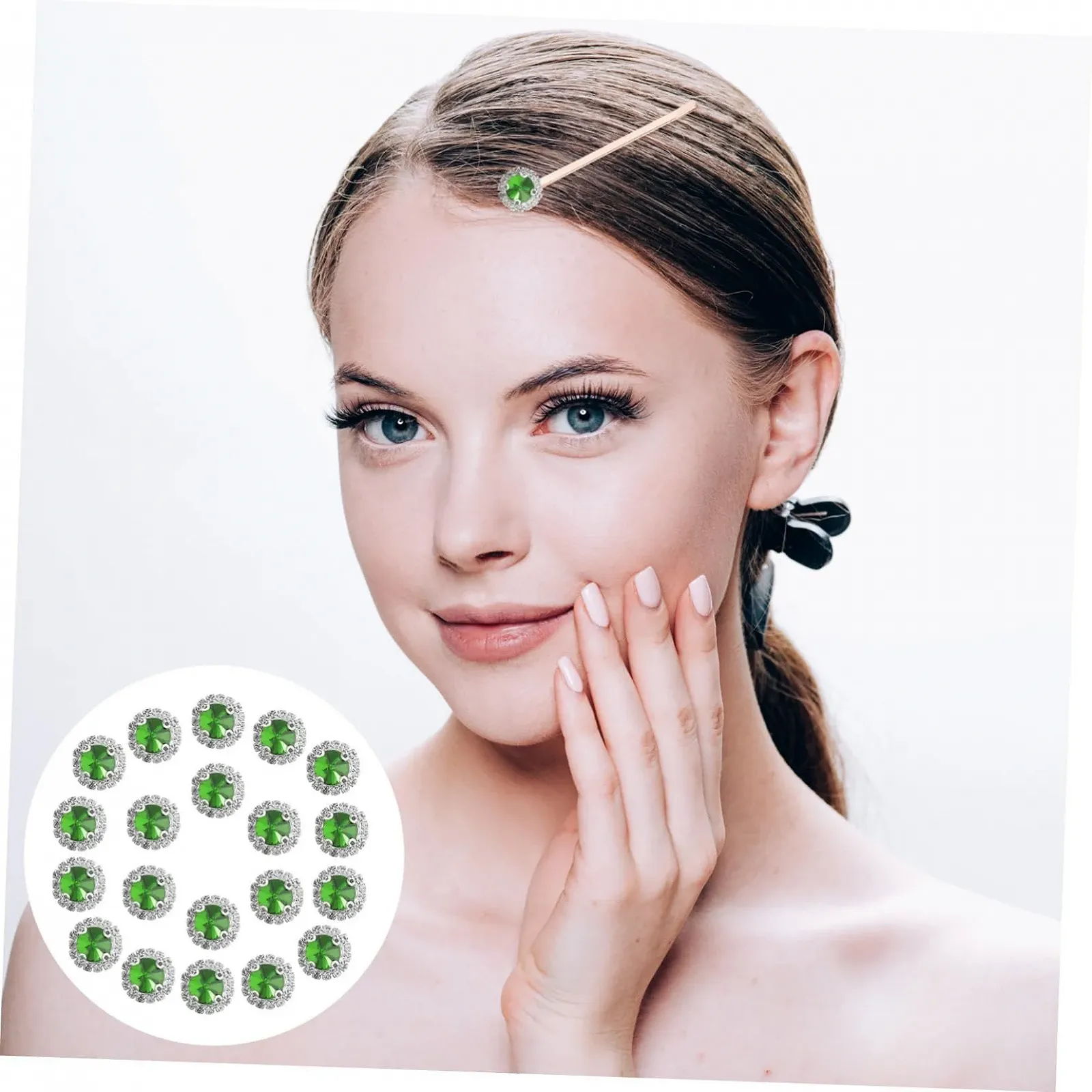 Стрази Круглі Зелені, 20 шт, фото №5