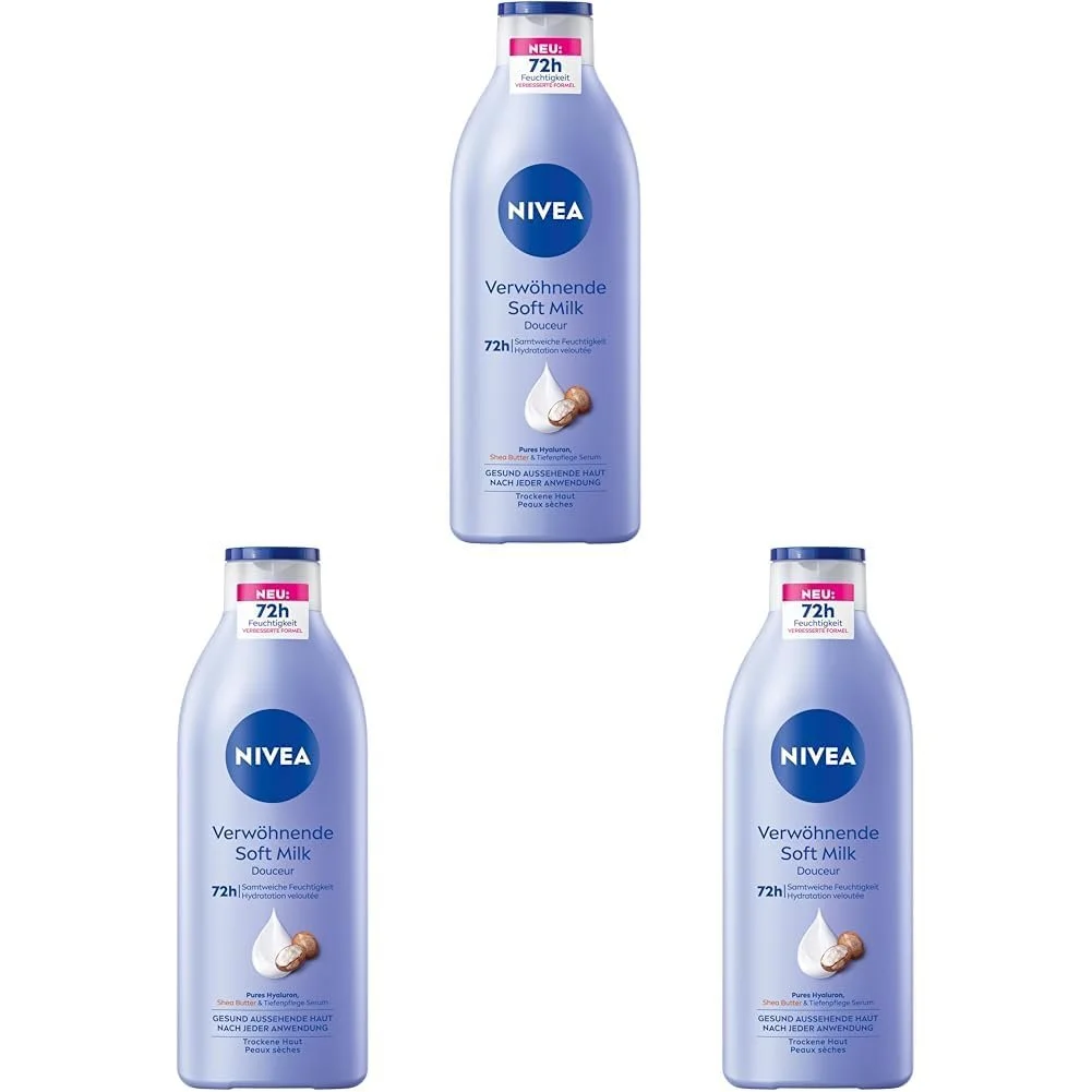 Молочко для тіла NIVEA Pampering Soft Milk для сухої шкіри з Deep Care Serum, зволожуючий засіб, 400 мл (3 шт. в упаковці), фото №1 Молочко для тіла NIVEA Pampering Soft Milk для сухої шкіри з Deep Care Serum, зволожуючий засіб, 400 мл (3 шт. в упаковці), фото №1