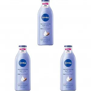 Молочко для тела NIVEA Pampering Soft Milk для сухой кожи с Deep Care Serum, увлажняющее средство с маслом ши и 100% чистой гиалуроновой кислотой, 400 мл (3 шт. в упаковке) - Фото 1
