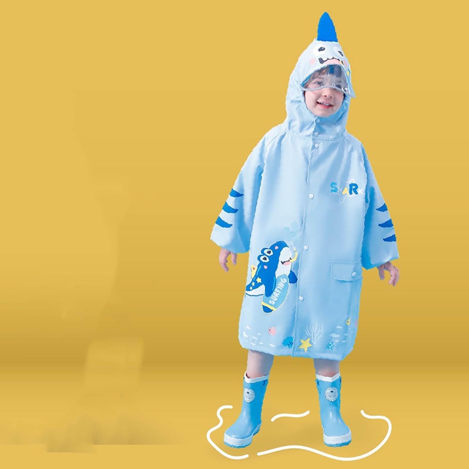 Дитячий водонепроницаемый дождевик-пончо Beokeuioe с капюшоном, легкий дождевик-накидка с длинными рукавами, дождевая куртка для девочек, мальчиков, для походов, школы, езды на велосипеде, кемпинга, путешествий, фото №2