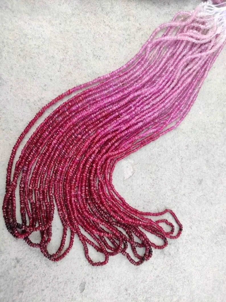 Бусины Рубин круглый граненый 2-2.5 мм, нить длиной 40 см, драгоценные камни для ожерелья, браслета, фото №1