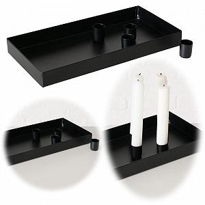 Підсвічник LS-LebenStil Magnet 4 свічки конічні прямокутний чорний 30 x 15 x 3 см декоративний піднос synthetic.ua - Фото 1