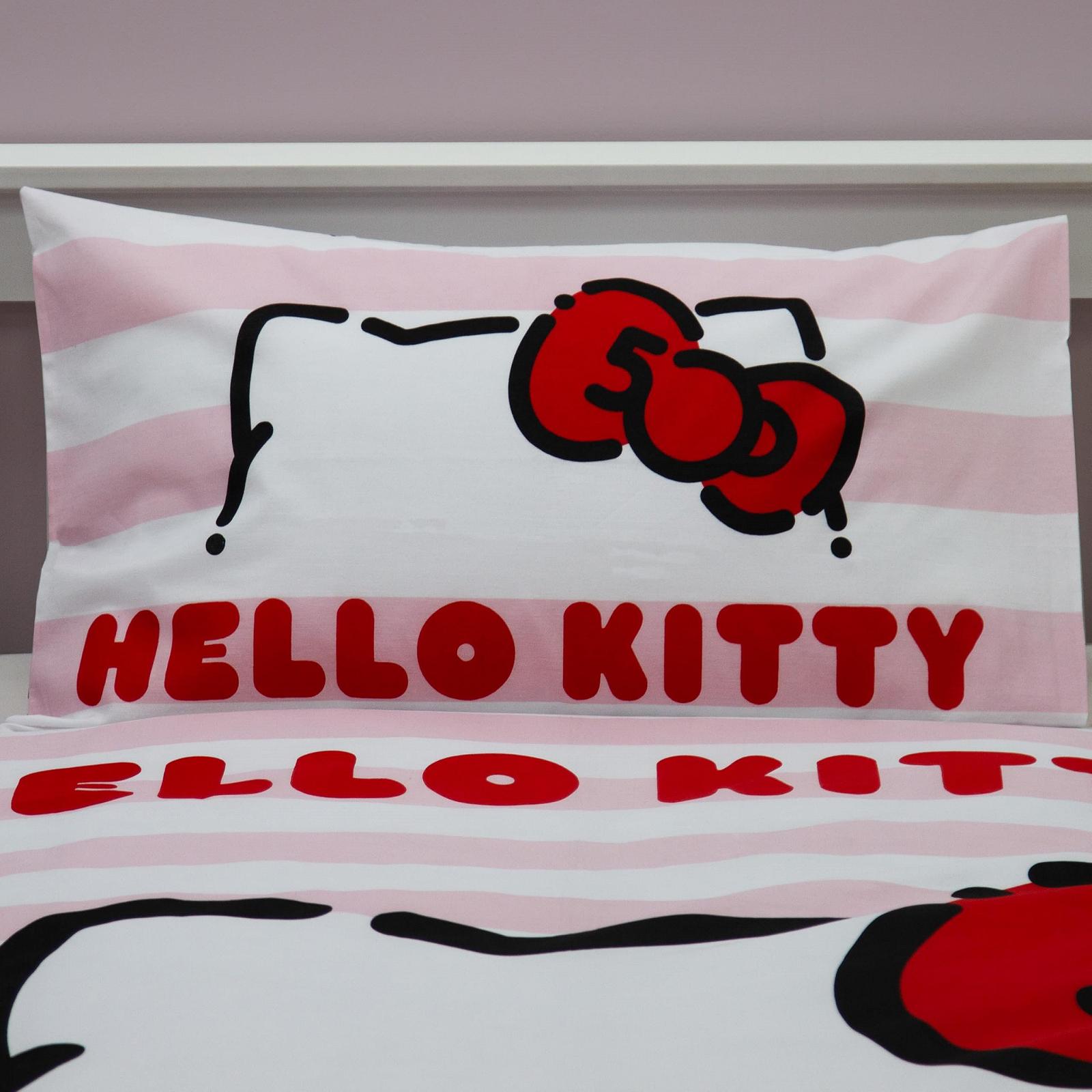 Комплект постільної білизни (1 наволочка, 1 підковдра) Hello Kitty Рожевий/Білий, фото №8