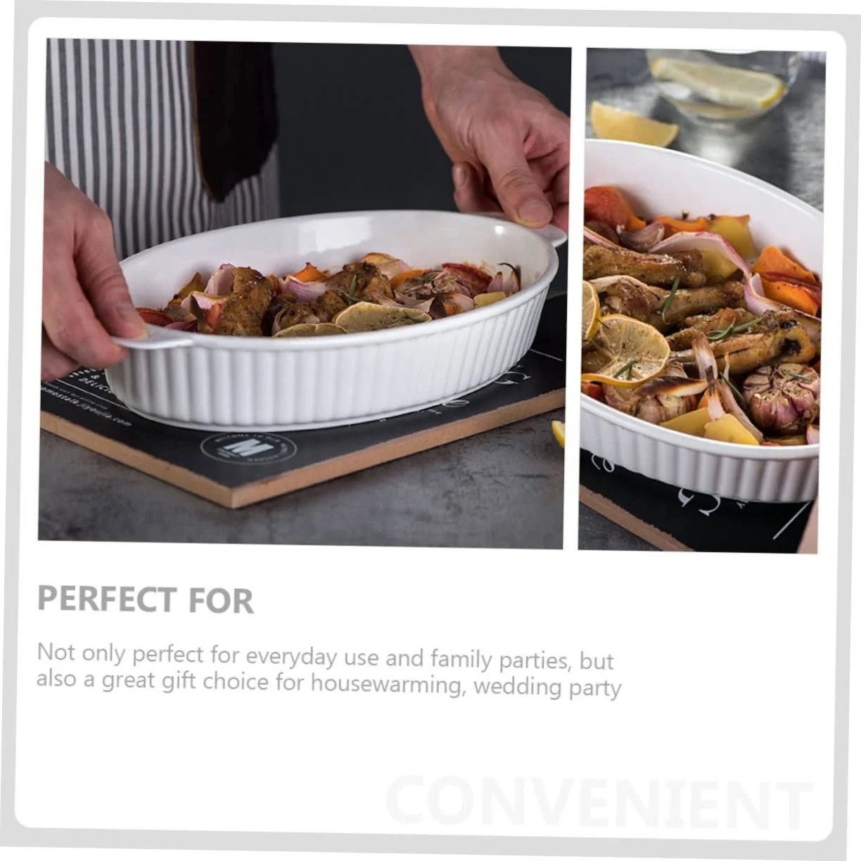 Форма для запекания Ipetboom с двойной ручкой, керамика, антипригарная, термостойкая и устойчивая к царапинам, фото №3