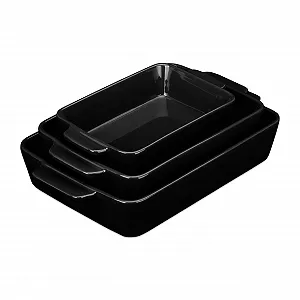 Набір форм для запікання Relaxdays 3 розміри Квадратні Керамічні Чорний - Фото 1