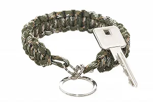 Брелок з паракорду Зелений, Бежевий, Білий та Чорний synthetic.ua - Фото 1