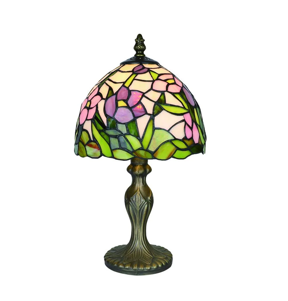 Настільна лампа Tiffany Leitmotiv Vintage Country House Style Flowers з вітражного скла [Без ламп], фото №1