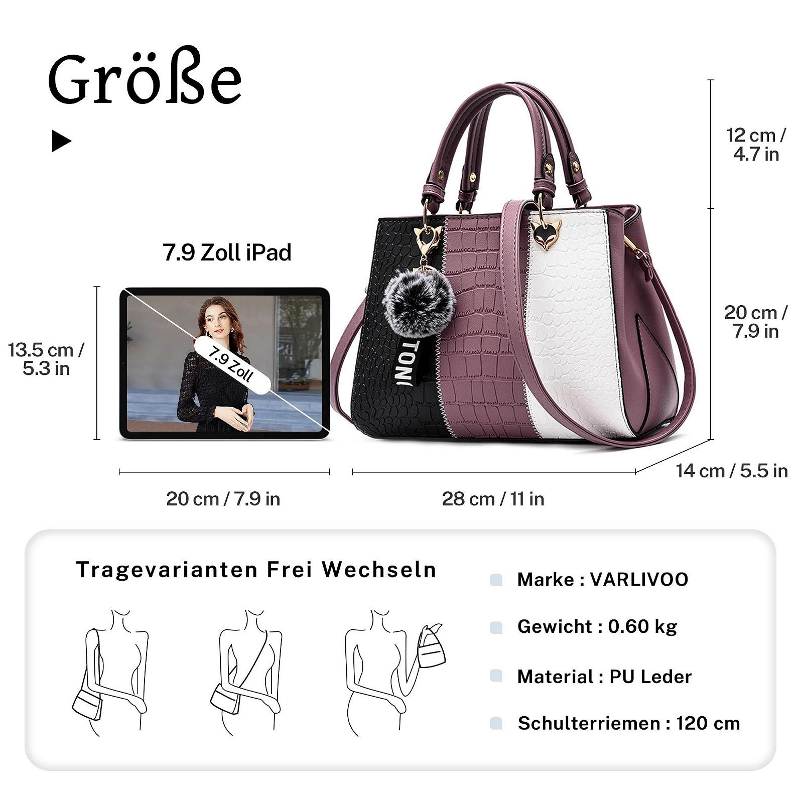 Сумка с ручкой VARLIVOO, с узором крокодила, из PU кожи, фиолетовая, классическая, фото №6