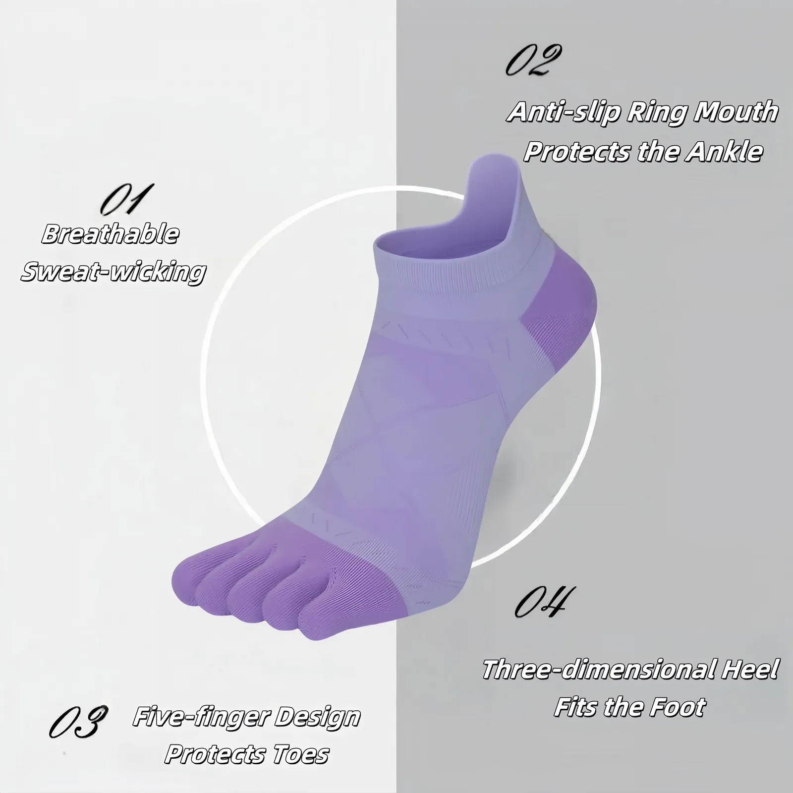 Шкарпетки для пальців жіночі Спортивні - 6 пар, фото №3 Шкарпетки для пальців жіночі Спортивні - 6 пар, фото №3