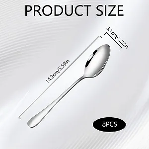 Ложка Столовые приборы 8 штук Нержавеющая сталь Десертные ложки Пищевая ложка для сервировки 17 см Столовые ложки для еды, западной еды, десерта, кофе, идеально подходит для домашнего использования synthetic.ua - Фото 1