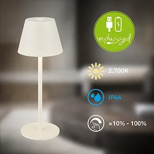 Настольная лампа LED BRILONER Wireless IP44 Touch Dimmable Battery 6 x 16 см Antique White synthetic.ua - Фото 1