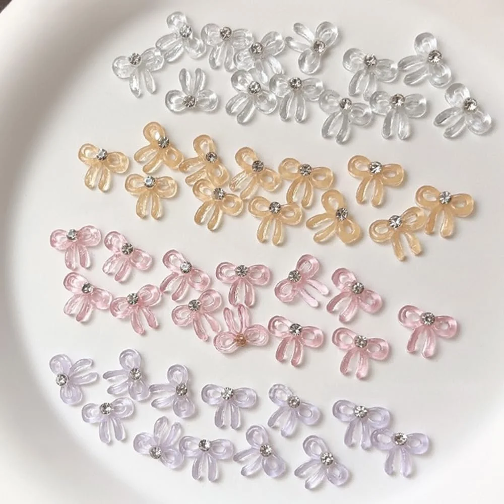 Прикраса для нігтів Бантики з напівпрозорого кришталю, фото №4