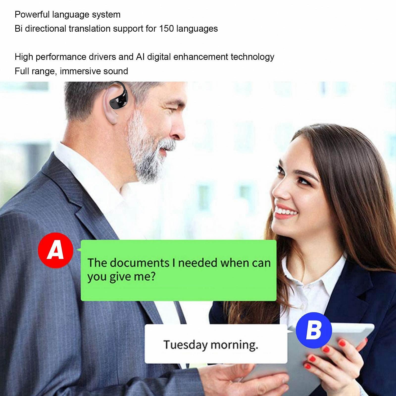 Устройство для перевода голоса Vikye AI, 150 языков, шумоподавление Bt, защита от дождя, беспроводной перевод в реальном времени, двустороннее общение для деловых встреч, фото №3