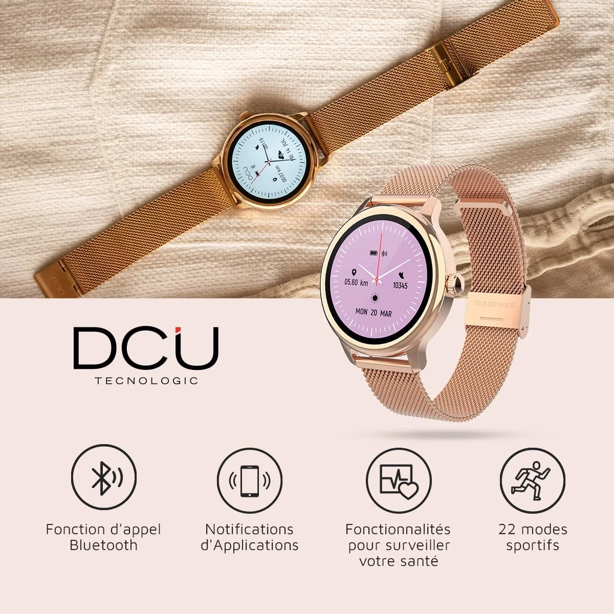 Смартчасы DCU TECNOLOGIC Sophie Женское Розовое Золото, фото №6