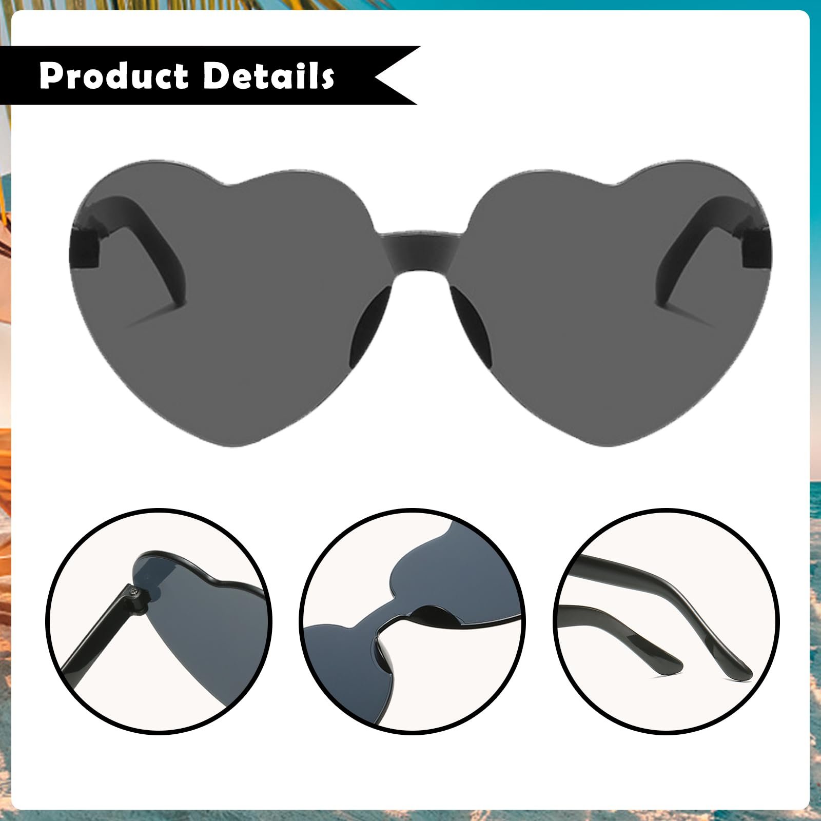 Солнцезащитные очки Сердцевидные JOKILY Разноцветные, фото №3