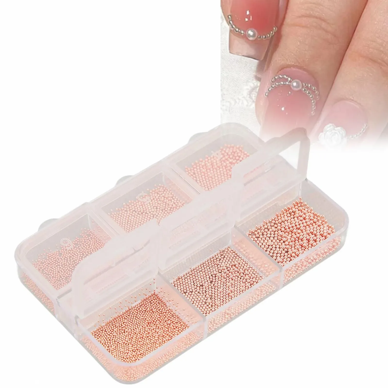 Бисеринки для ногтей Металлические мини-бисеринки для ногтей Розовое золото, фото №5