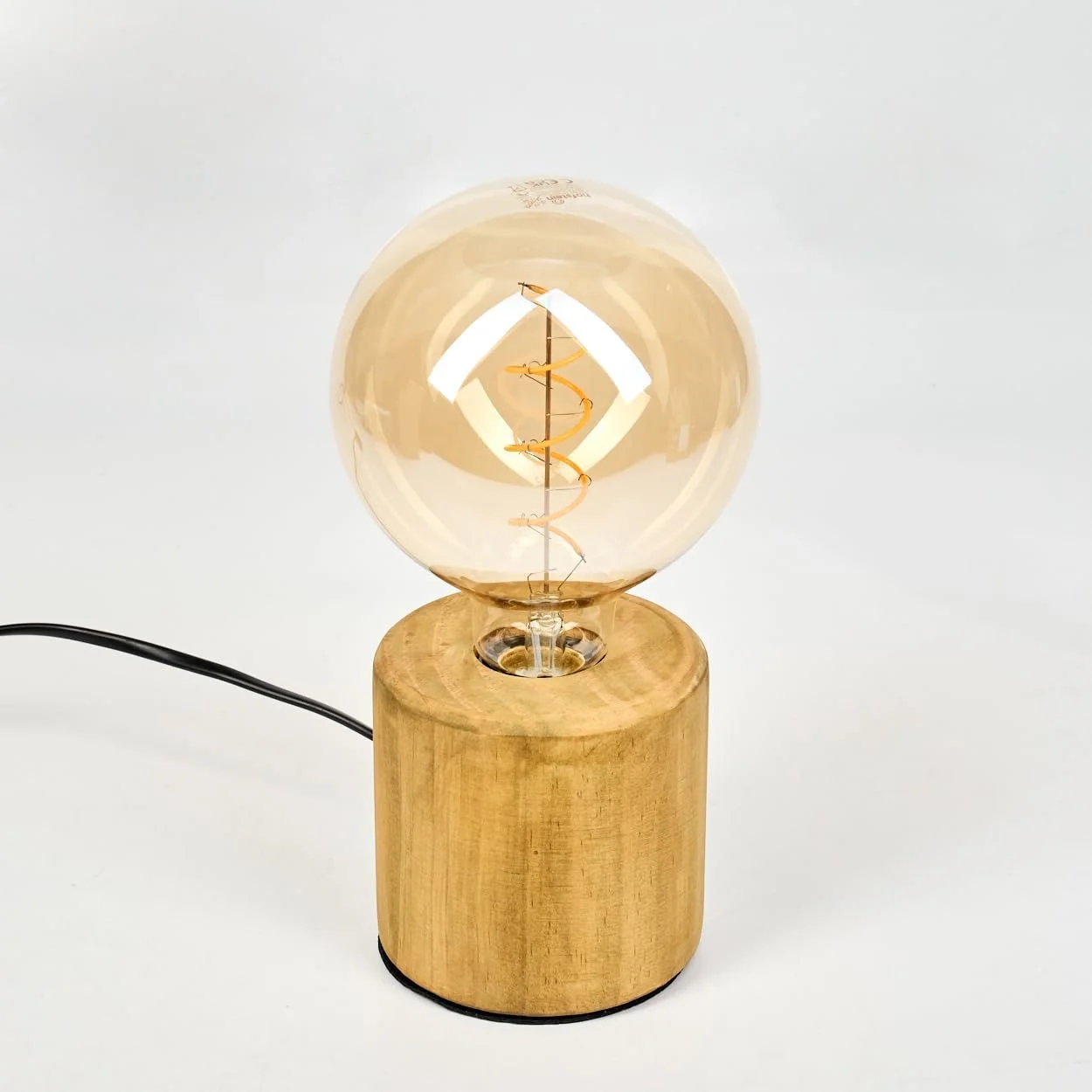 Настільна лампа HOFSTEIN Argea дерев'яна скандинавський/бохо дизайн з вимикачем на кабелі E27 10 см натуральний колір, фото №9