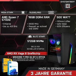 Комплект ПК SYSTEMTREFF Basic Gaming Ryzen 7 5700G Radeon RX Vega 8 4K HDMI DX12 512GB M.2 NVMe 16GB DDR4 RAM WLAN synthetic.ua - Фото 1