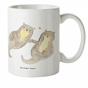 Детская Кружка Mr. & Mrs. Panda Выдра Руки Держатся Подарок Пластиковая Посуда Морская Выдра Дорожная Кружка Счастливая Выдра Романтичный - Фото 1