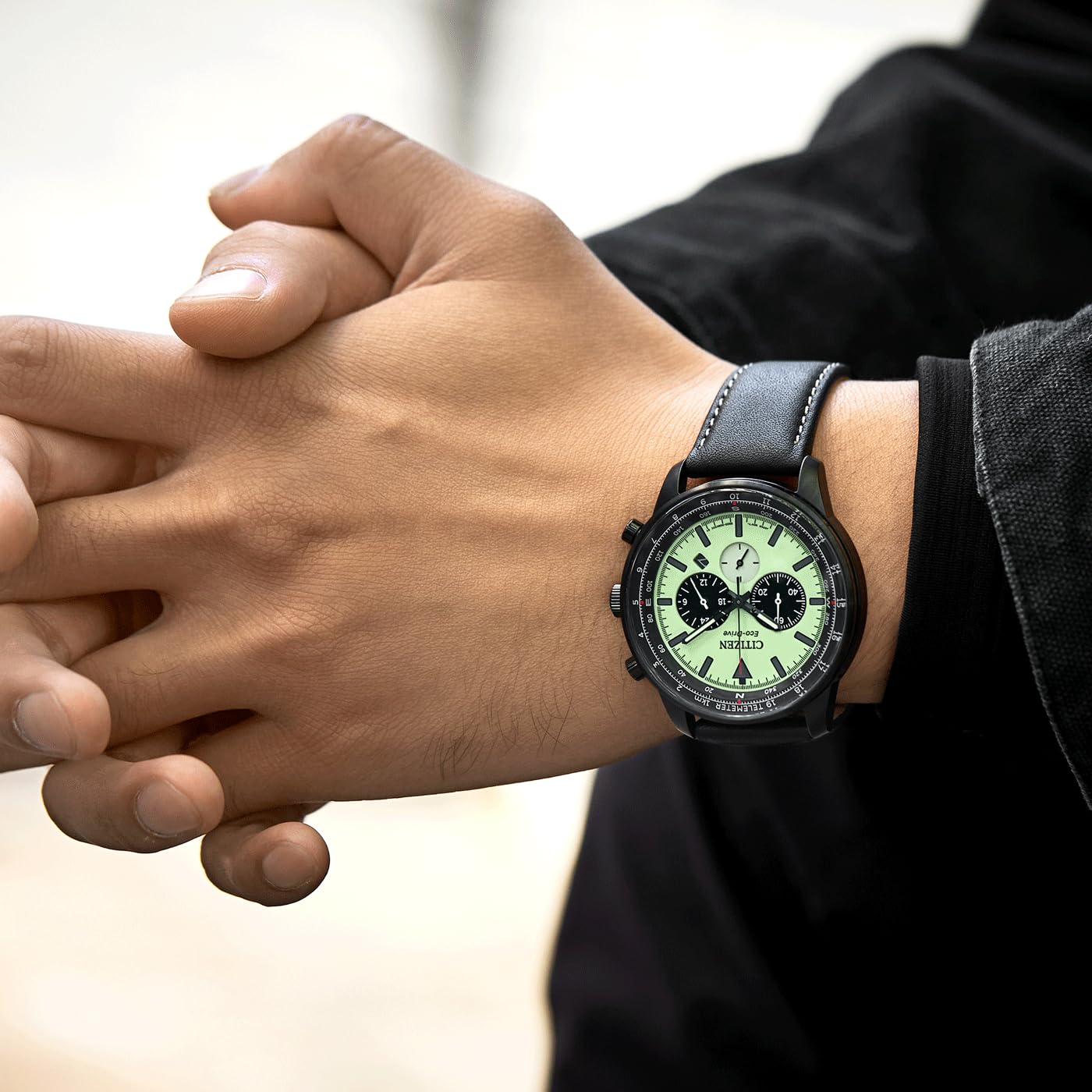 Часы Аналоговые CITIZEN CA4505-21X Мужские Кожаный Ремешок Зеленый Стандартный размер, фото №5 Часы Аналоговые CITIZEN CA4505-21X Мужские Кожаный Ремешок Зеленый Стандартный размер, фото №5