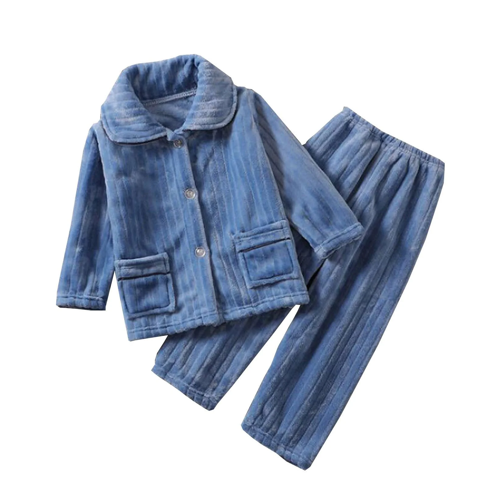 Детская пижама для мальчиков и девочек Рисунок с мультяшным принтом Мягкая хлопковая Унисекс Пушистый набор пижамы с длинным пуловером и низом Домашний костюм Халат, фото №1