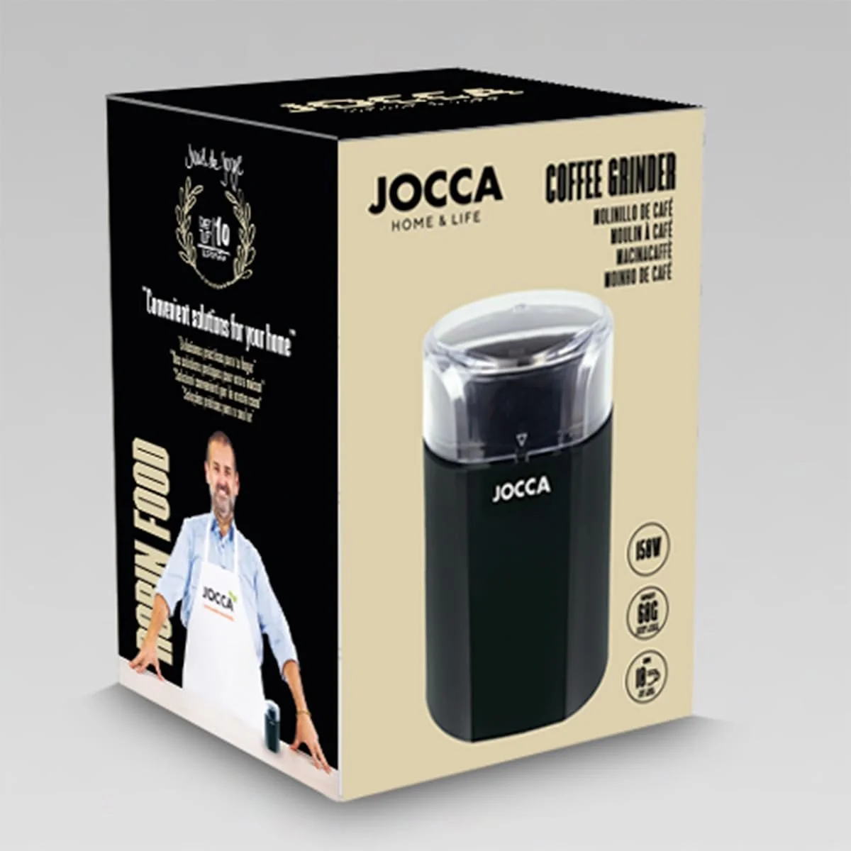Электрическая кофемолка JOCCA 60 г, лезвия из нержавеющей стали, мощный двигатель переменного тока для кофе, специй, семян и орехов, фото №6