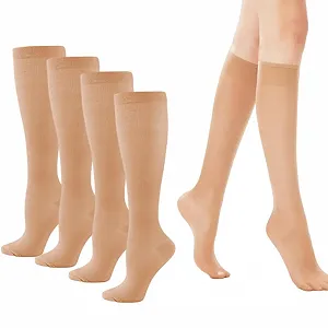 Чулки до колен Nylon 40 Den Прозрачный, Телесный цвет (2 пары) - Фото 1