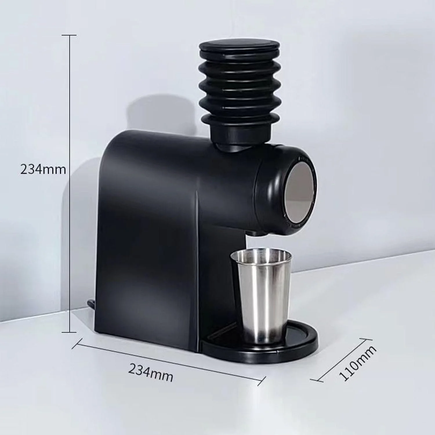 Кавомолка Italian Hand Brew, 8 рівнів регулювання товщини, плоский ніж з нержавіючої сталі 48 мм, надувний контейнер для зерен та чашка для порошку, фото №5