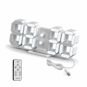 LED Часы настенные Deeyaple Цифровой будильник 3D Диммируемый повтор сигнала Современный USB 12/24 часа Дата Температура Отображение цикла Дистанционное управление Ночник Гостиная Кухня Спальня Офис 25 см - Фото 1