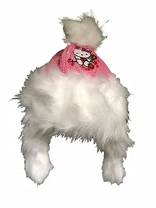 Шапка-ушанка Hutwelt Inca Cat Розово-белая, розовая - Фото 1