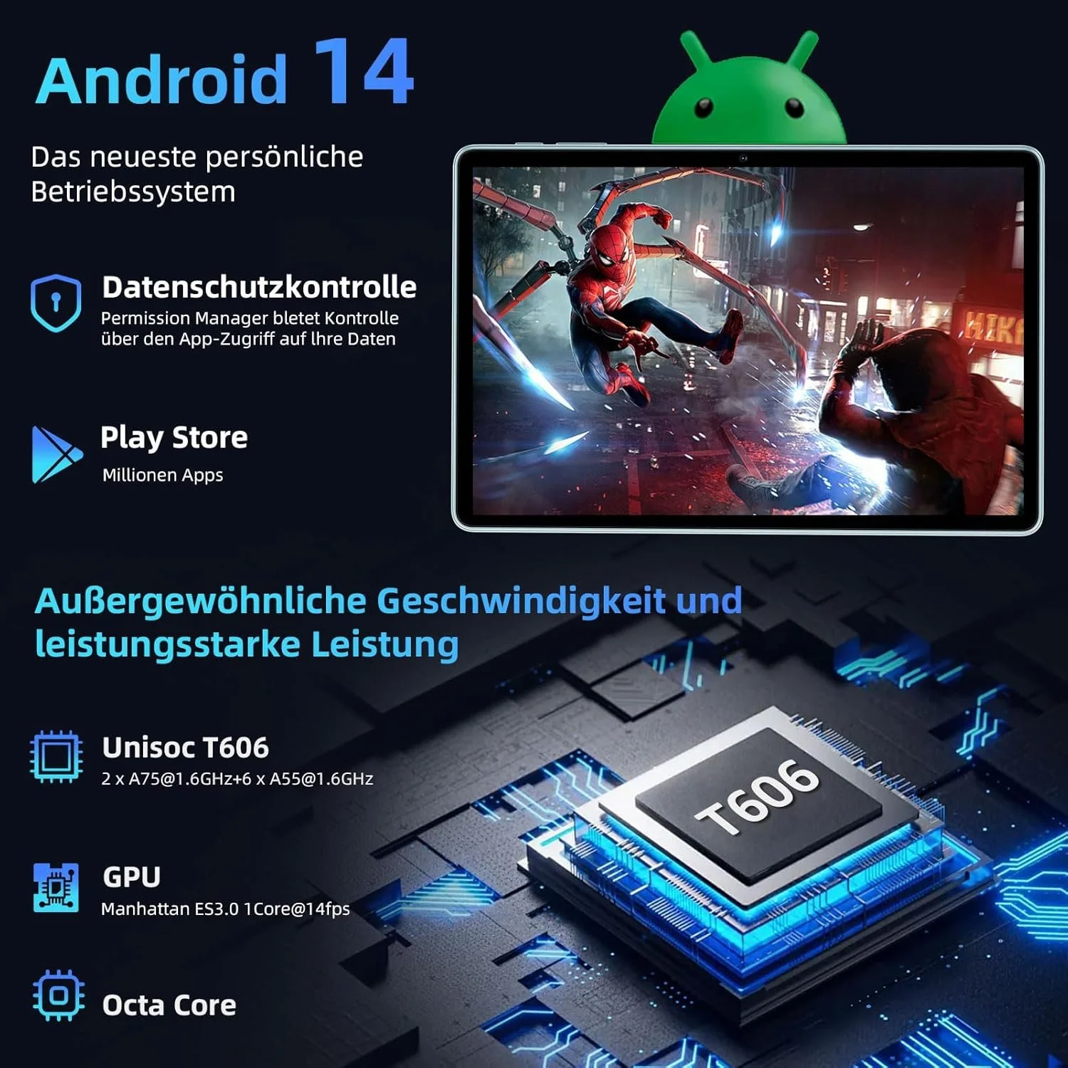 Планшет 11" COLORROOM C5 6+6/128Gb 8 ядер Android 14 8000 mAh Блакитний, фото №3