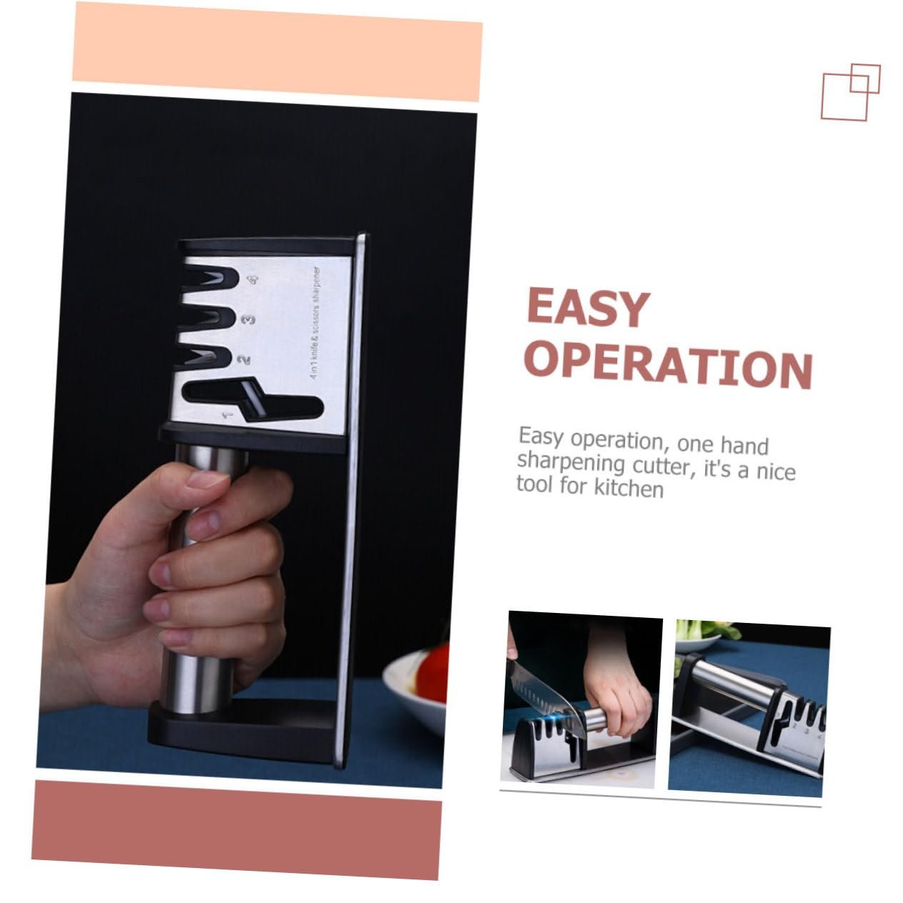 Ручная точилка для ножей и ножниц эргономичная серебристая, фото №2