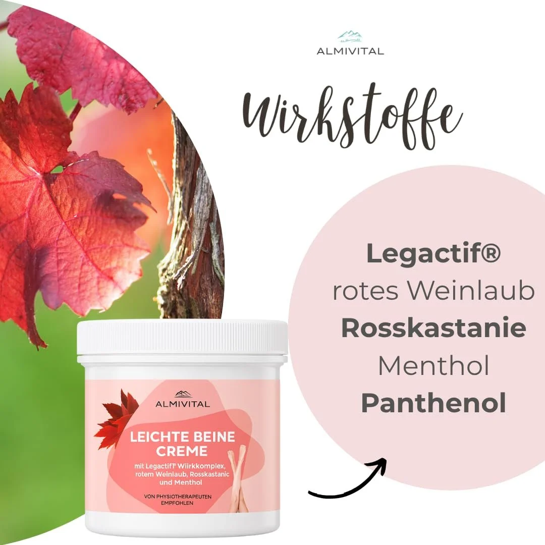 Крем для ног ALMIVITAL Light Legs with Red Vine Leaves & LegActif 500 мл, фото №3