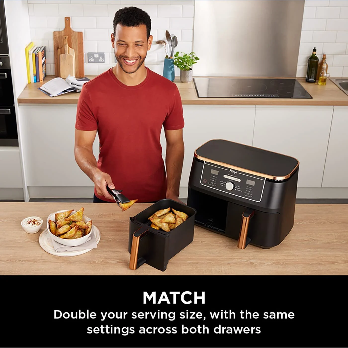 Мультипіч Ninja Foodi MAX Dual Zone Air Fryer 9.5 л 6-в-1 Щипці, фото №4 Мультипіч Ninja Foodi MAX Dual Zone Air Fryer 9.5 л 6-в-1 Щипці, фото №4