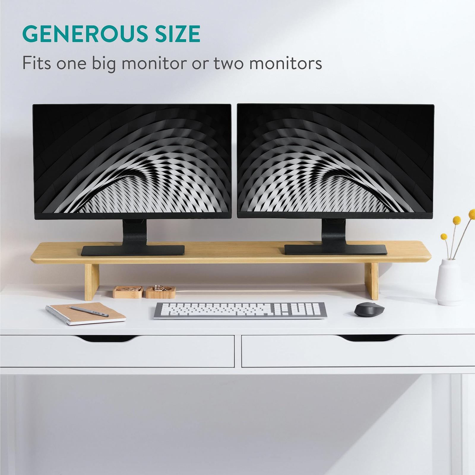 Підставка для монітора подвійна Navaris Бамбук велика Коричневий / Світло-коричневий, фото №2 Підставка для монітора подвійна Navaris Бамбук велика Коричневий / Світло-коричневий, фото №2