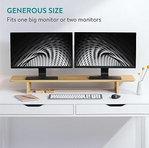 Подставка для монитора двойная Navaris Бамбук большая Коричневый / Светло-коричневый synthetic.ua - Фото 1