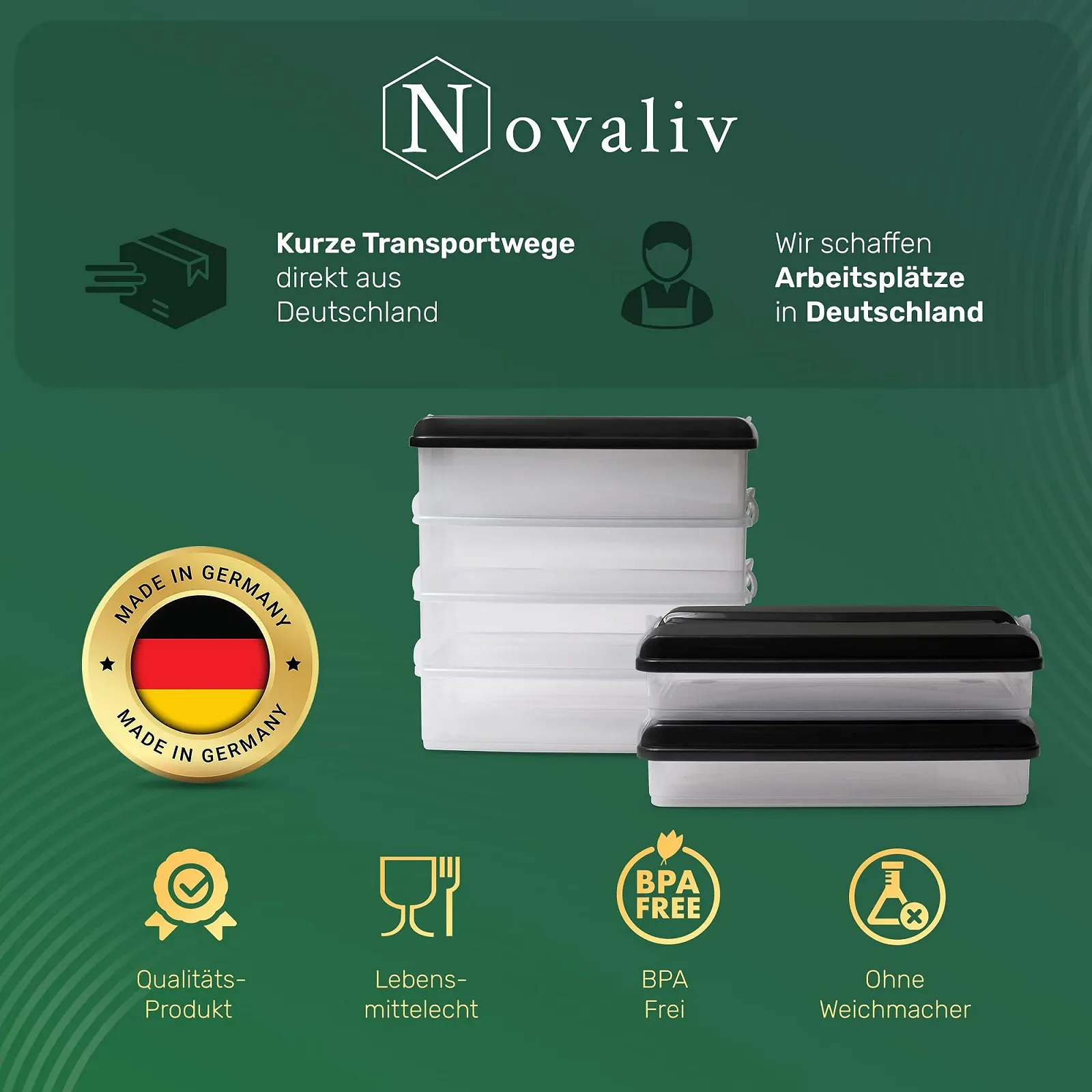 Контейнери для зберігання продуктів Novaliv штабельовані великі 2 шт. Прозорий, фото №6 Контейнери для зберігання продуктів Novaliv штабельовані великі 2 шт. Прозорий, фото №6