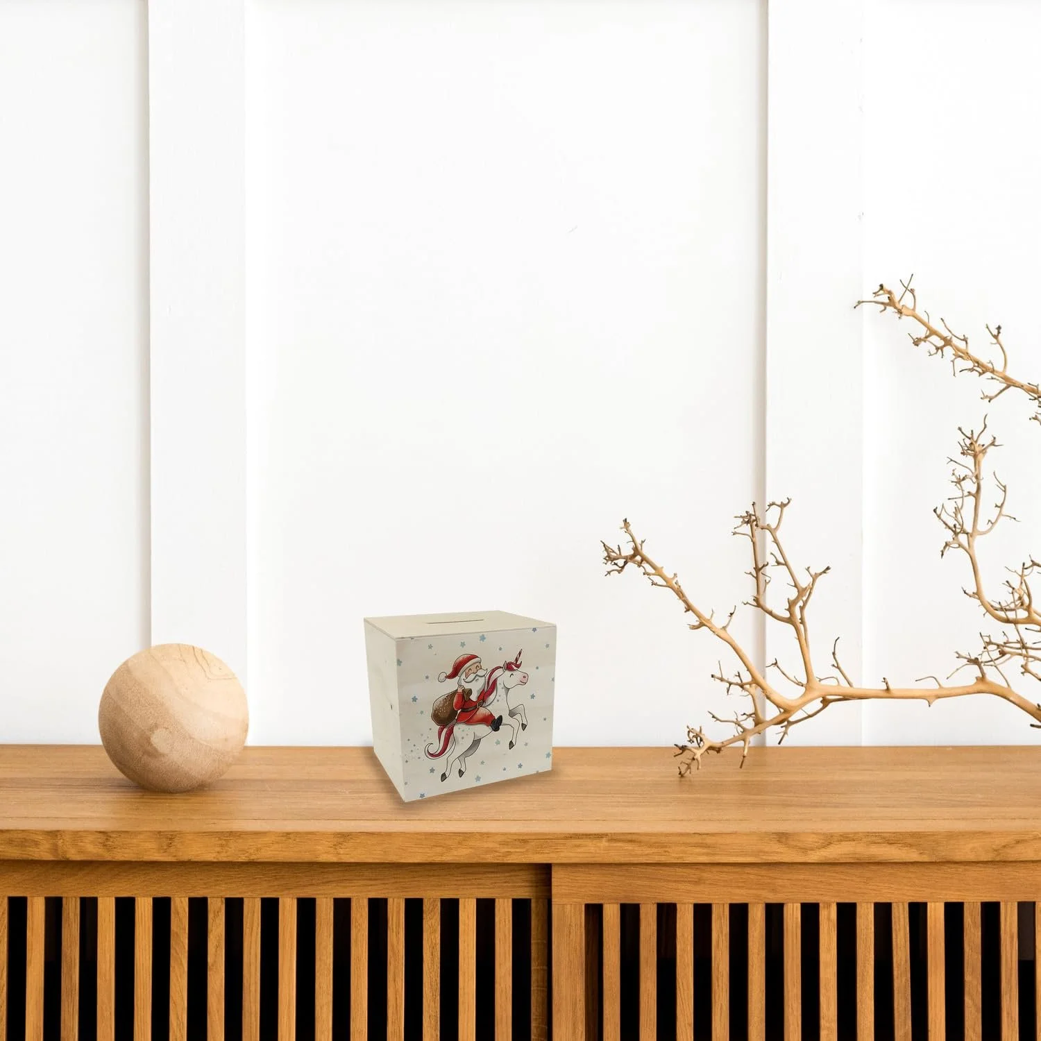 Скарбничка Санта-Клаус на єдинорозі дерев'яна, фото №4