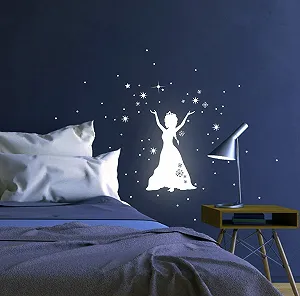 Наклейки на стіну Snow Queen Frozen Fluorescent M1649 M - 14 cm ширина x 21 cm висота Люмінесцентна synthetic.ua - Фото 1