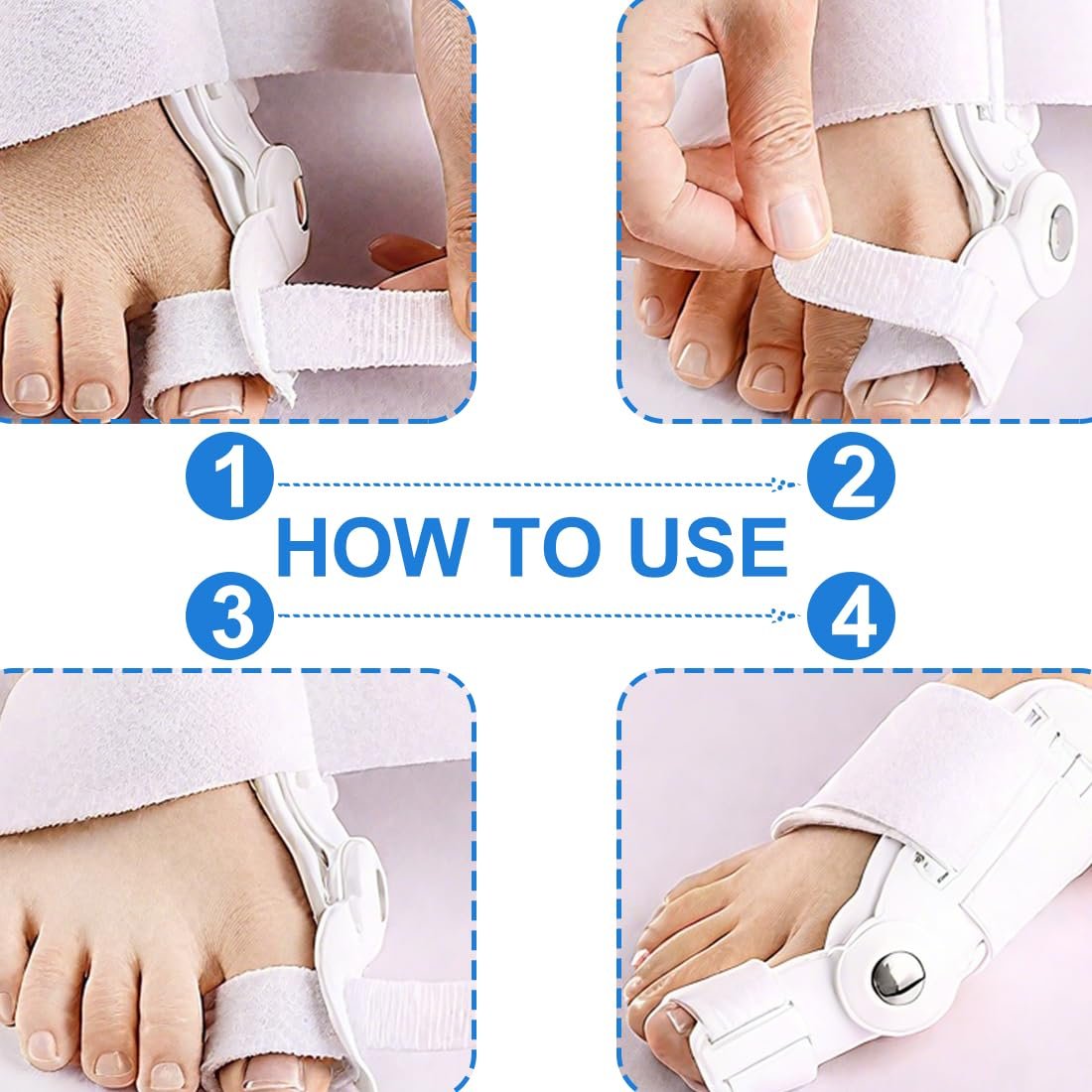 Шина для корекції Hallux Valgus, 2 шт., роздільник для пальців ніг Hallux Valgus з регульованою кнопкою для випрямлення великого пальця ноги, фото №4 Шина для корекції Hallux Valgus, 2 шт., роздільник для пальців ніг Hallux Valgus з регульованою кнопкою для випрямлення великого пальця ноги, фото №4