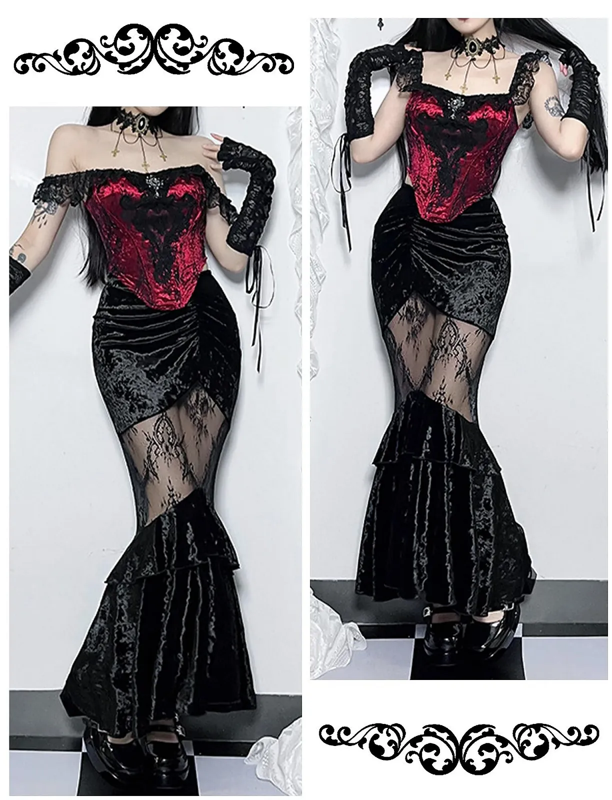 Спідниця Міді Maeau Готика Рок Жіноча Панк Хіп Чорний, фото №2