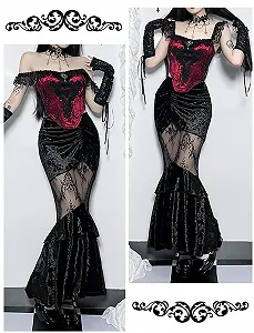 Спідниця Міді Maeau Готика Рок Жіноча Панк Хіп Чорний synthetic.ua - Фото 1