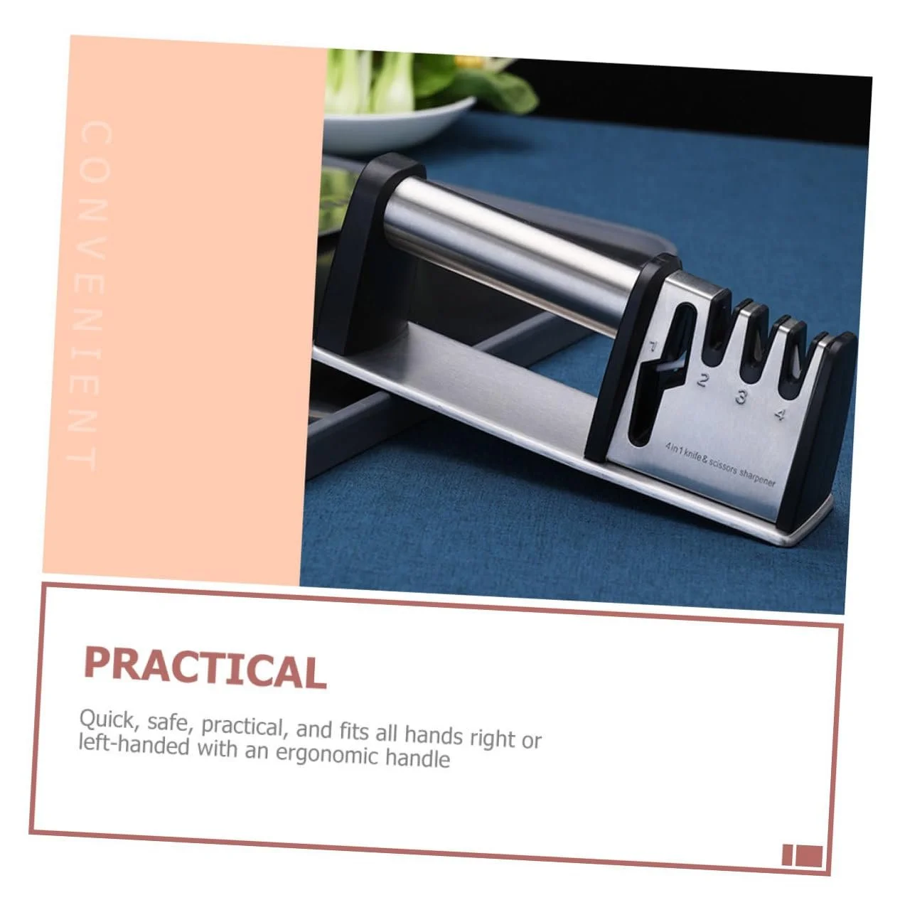 Точилка для ножей и ножниц 4-ступенчатая эргономичная, фото №6