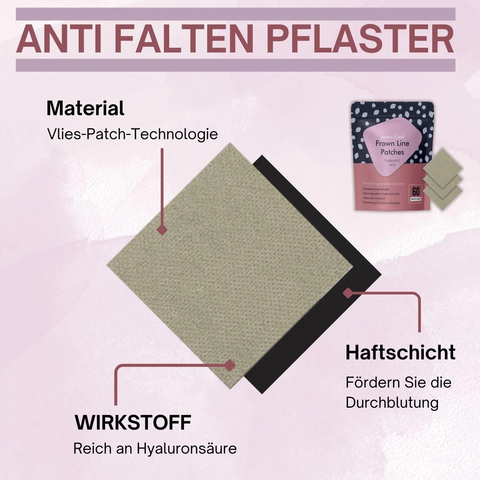 Пластирі проти зморшок Anti-Ageing з гіалуроновою кислотою для лоба, 60 шт, фото №5