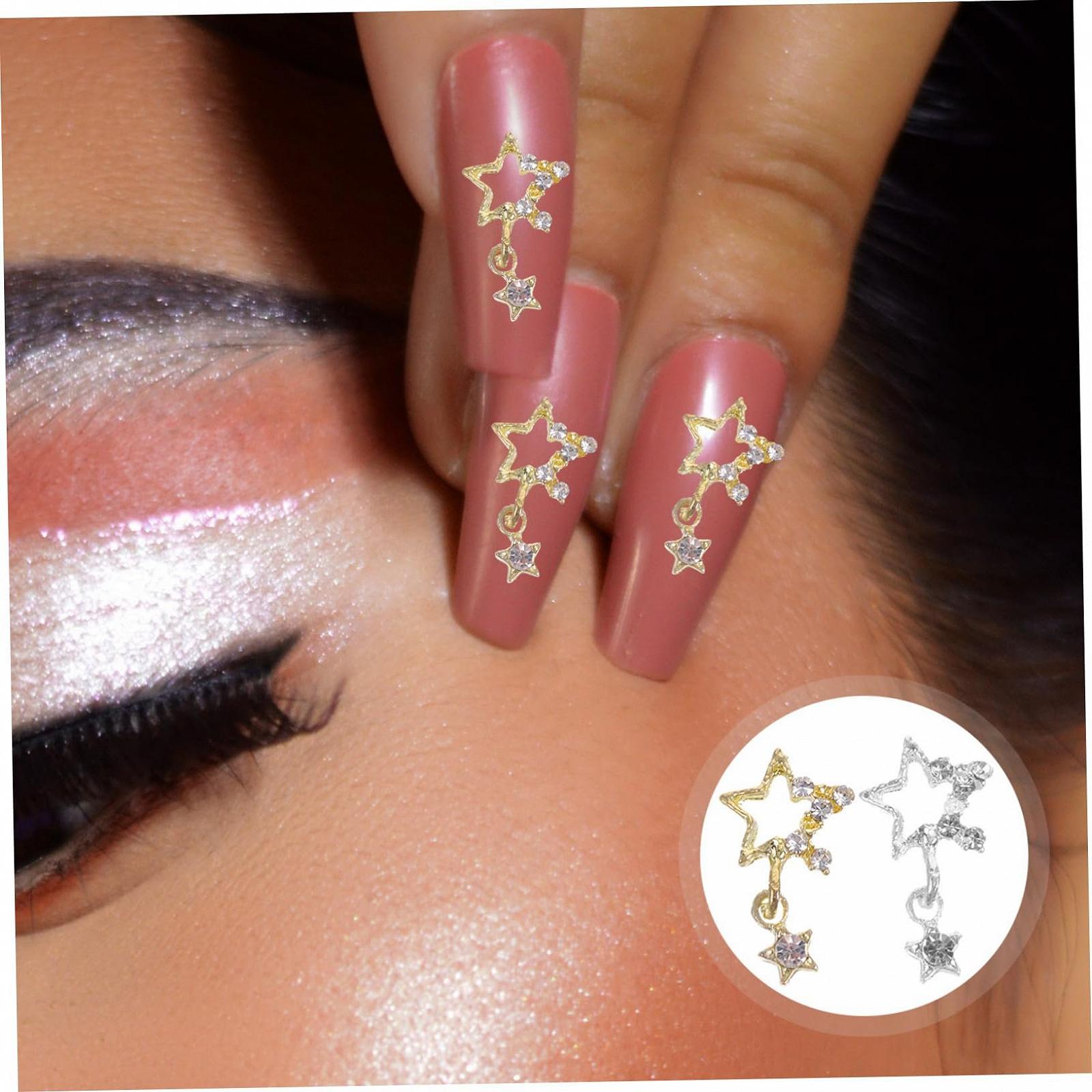 Прикраса для нігтів Металеві зірки 30 шт. Золото та срібло, фото №5