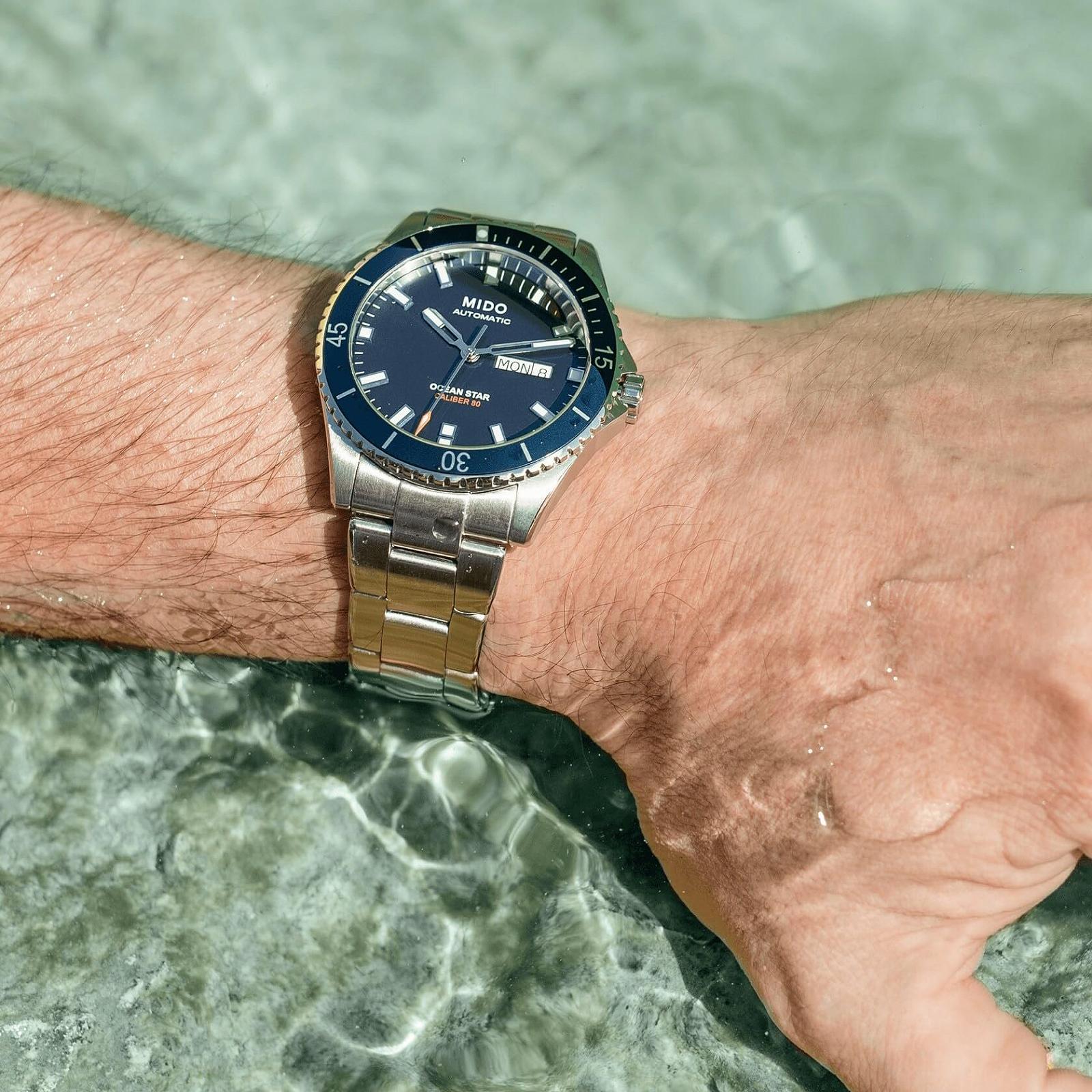 Годинник Mido Ocean Star Captain V 42.5мм Сталевий браслет та корпус Автоматичний Синій циферблат, фото №5