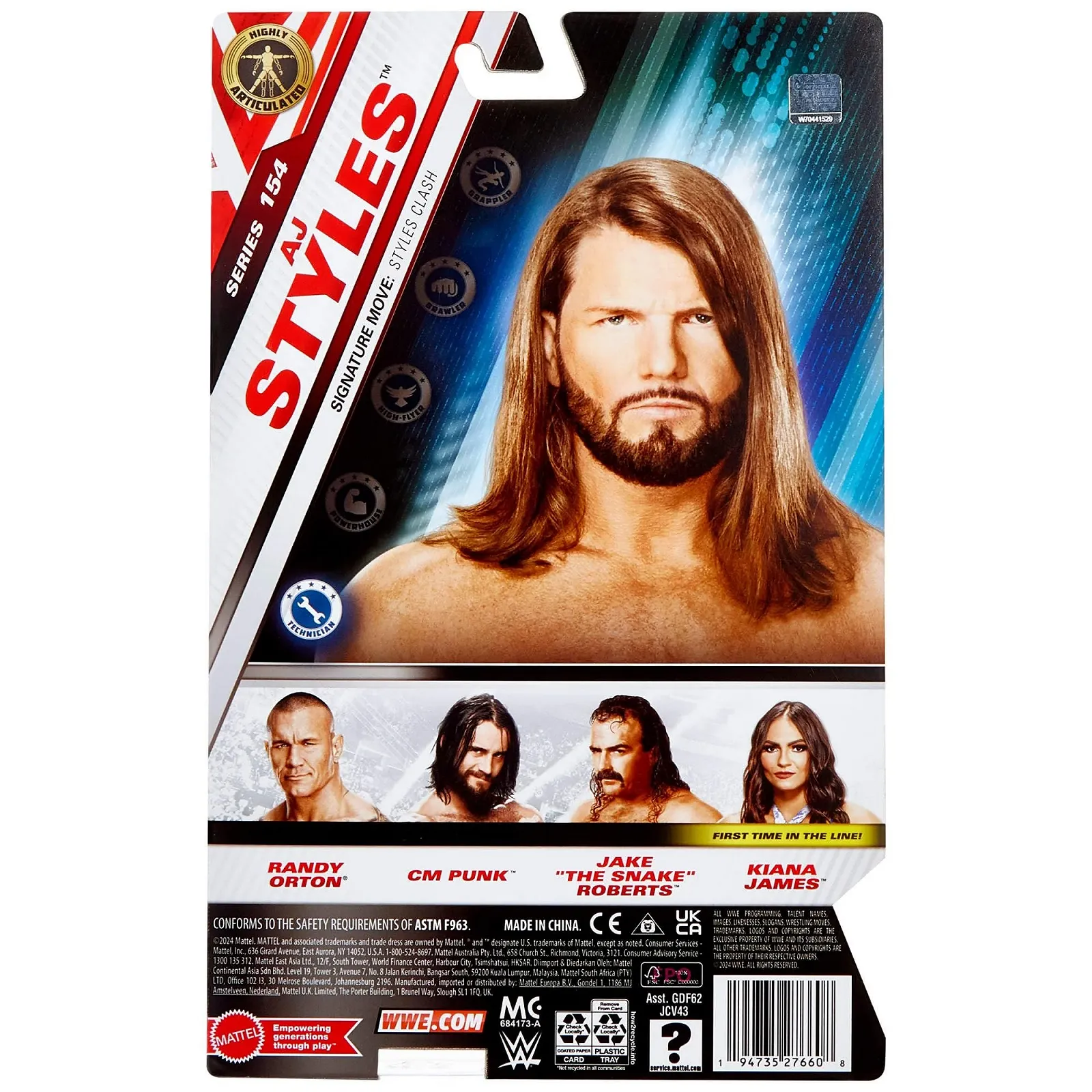 Екшн-фігурка Mattel WWE Main Combat Series #154 AJ Styles 6 дюймів JCV43 багатоколірна, фото №6